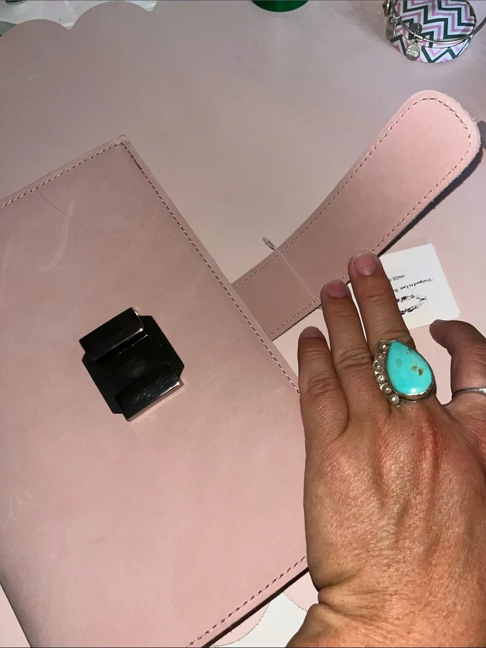Blush Pink Leather Journal Cover and Notebook